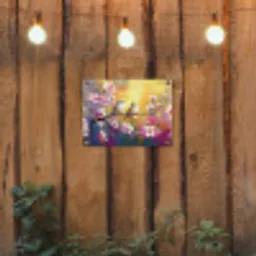 Vogels - Bloemen - Roze tuinposter los doek klein -sfeer1