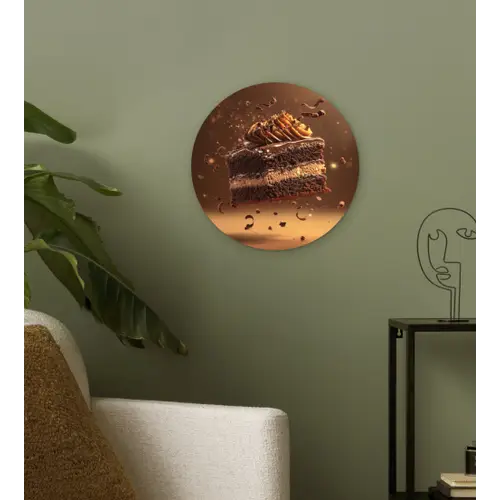 Taart - Chocolade - Eten - Brownie Wandcirkel plexiglas klein -sfeer3