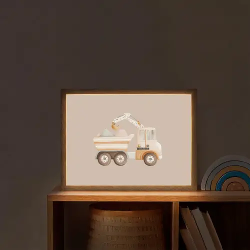 Kiepwagen - Auto - Beige Light Box met batterij (Wandlamp kind) middel -sfeer1_kind