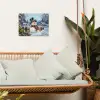 Sneeuwpop - Winterdorp - Kleurrijk tuinposter los doek klein -sfeer7