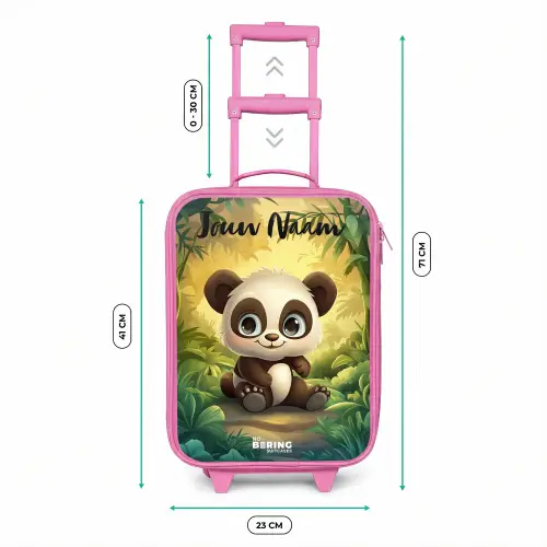 Panda - Bamboebos - Groen Kinderkoffer - Roze klein -productfoto_formaten