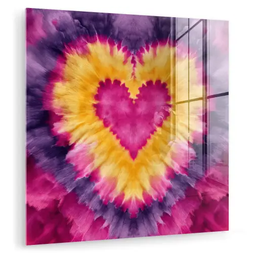 Tie dye - Hartvorm - Vlammen - Oranje plexiglas 5mm klein -zzzproduct_nieuw
