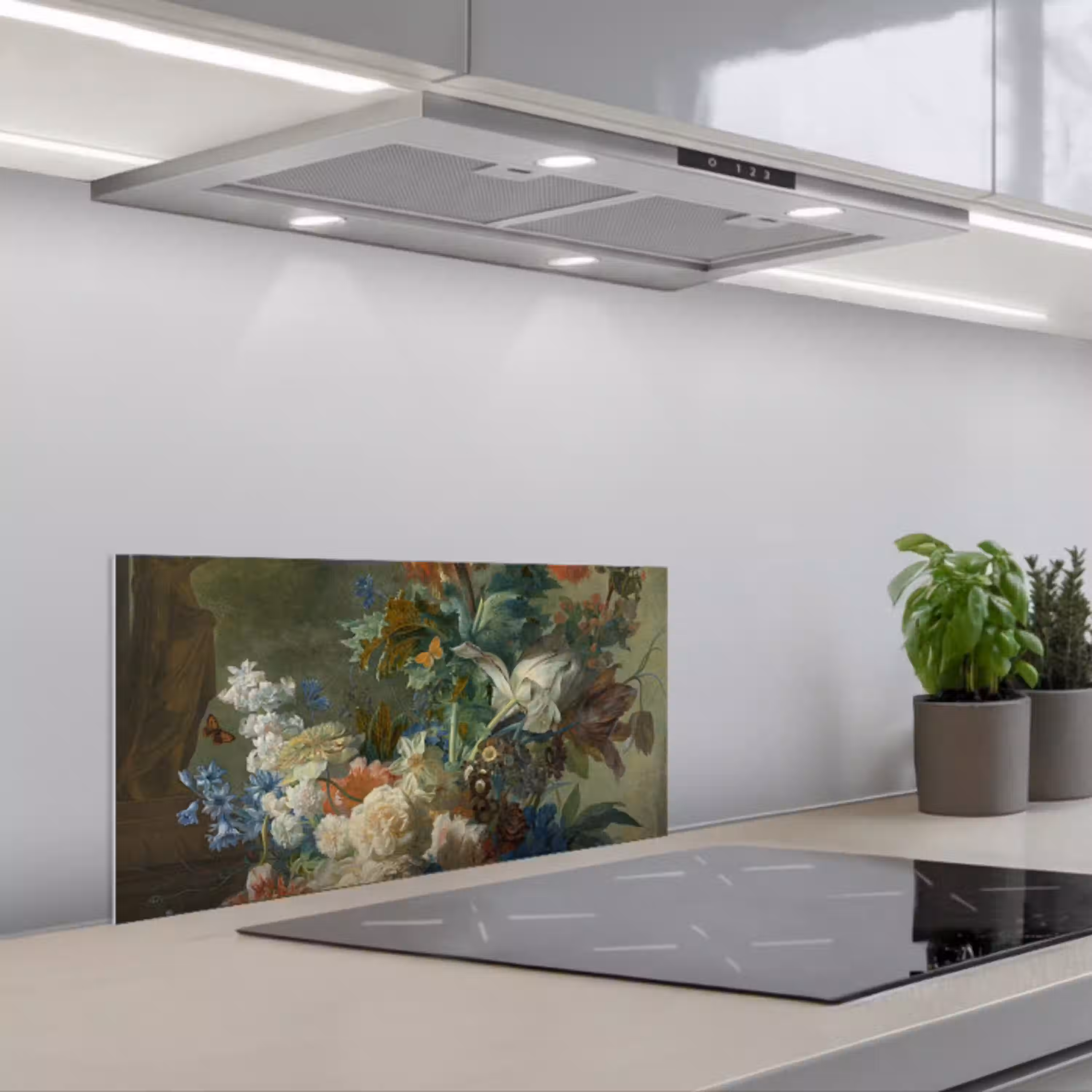 Stilleven met bloemen - Schilderij van Jan van Huysum keuken achterwand spatscherm klein -3d_schuin