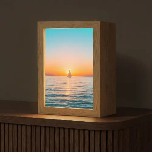 Zee - Zeilboot - Zonsondergang Light Box met kabel (Tafellamp) klein -z3d_website