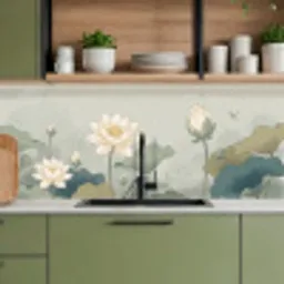Lotus - Bloemen - Groen keuken achterwand 2 middel -sfeer3
