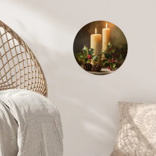 Kaarslicht - Kerst - Veelkleurig Wandcirkel behangsticker klein -sfeer4