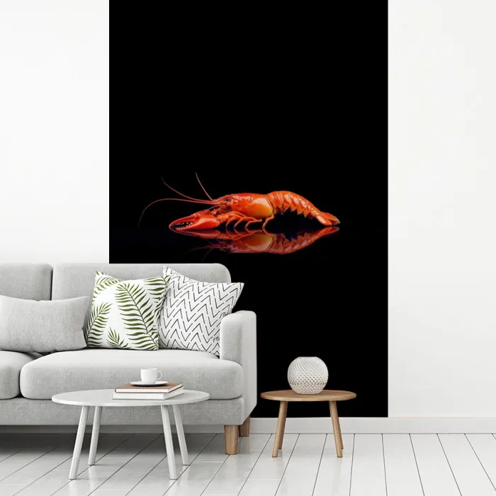Kreeft - Oranje - Zwart - Opvallend fotobehang vinyl groot -woonkamer