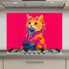 Kat - Kimono - Bloemen - Roze keuken achterwand spatscherm klein -3d_website