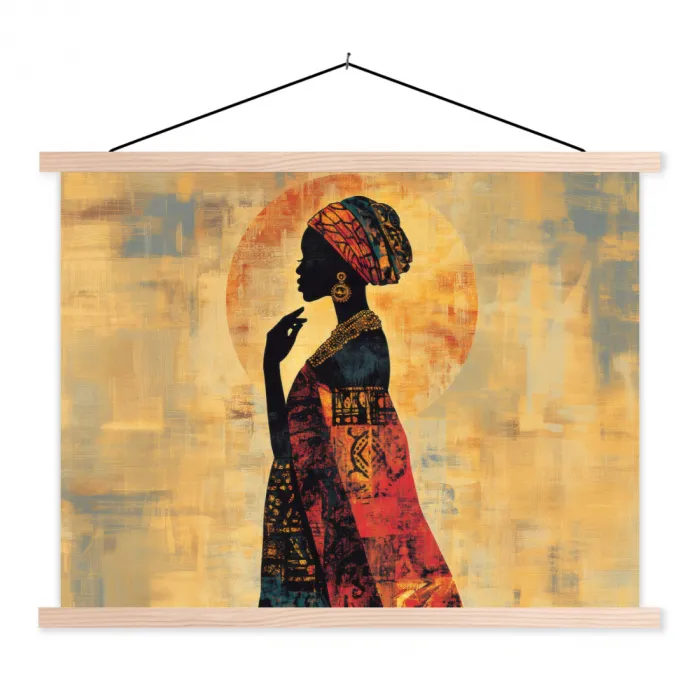 Vrouw - Silhouet - Patronen - Sierlijk textielposter latten blank klein -3d