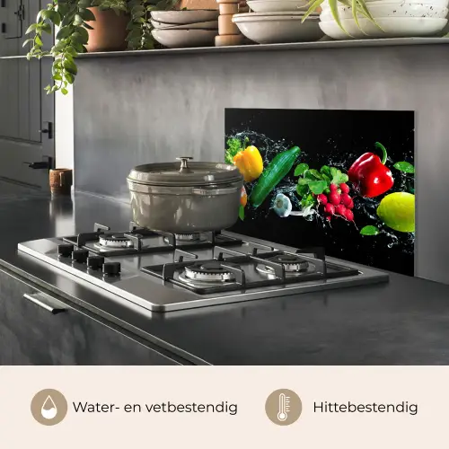 Groente - Splash - Zwart keuken achterwand spatscherm klein -usp_NL