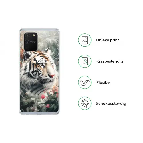 Tijger - Wilde dieren - Bloemen - Jungle Telefoonhoesje Samsung Galaxy S10 Lite klein -specsS10Lite