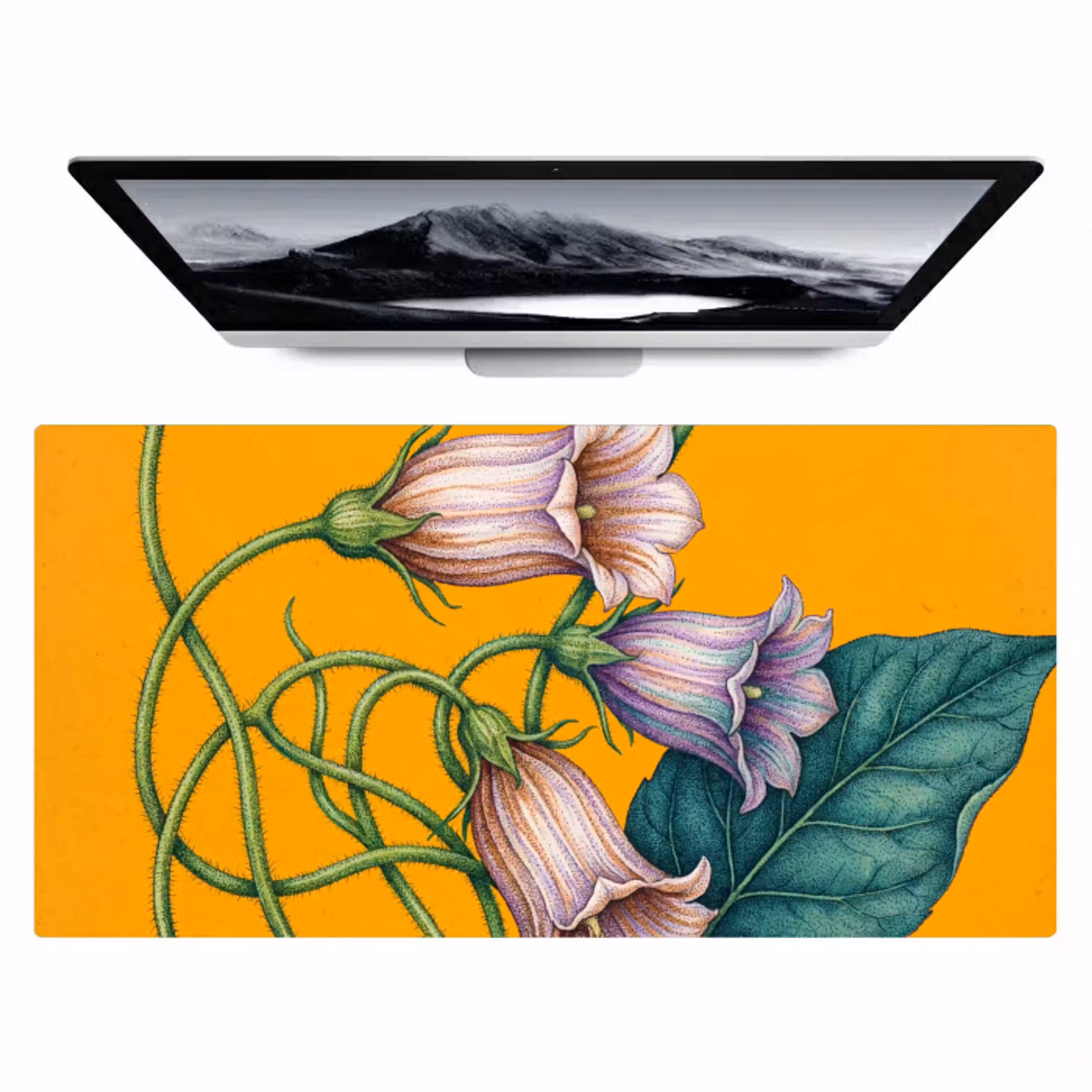 Bloemen - Botanisch - Geel Muismat XXL klein -zzz3d