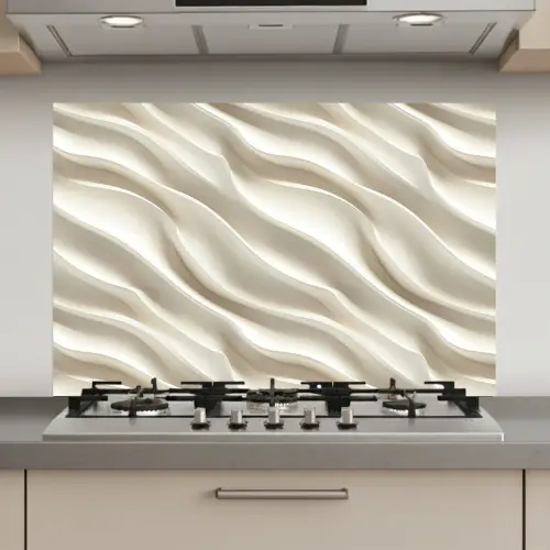 Diagonaal - Golven - Crème keuken achterwand spatscherm klein 900 -3d_website