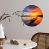 Boot - Water - Zonsondergang - Oranje - Water Wandcirkel behangsticker klein -sfeer3