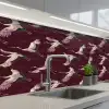 Kraanvogels - Klassiek - Bordeaux keuken achterwand 2 middel 871 -3d_schuin