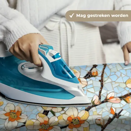 Bloesems - Wit - Mozaïek - Tak Wandkleed katoen klein -sfeer9
