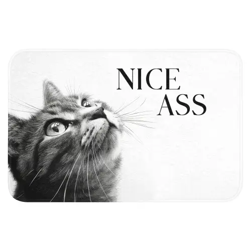 Katten - Nice ass - Quote - Zwart wit - Spreuken WCmat klein -3d