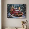 Kersttruck - Sneeuwbos - Rood Textielframe - compleet frame klein -sfeer2