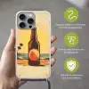 Bierfles - Zonsondergang - Palmbomen - Zee Hoesje iPhone 16 Pro Max met koord klein -sfeer2_NL