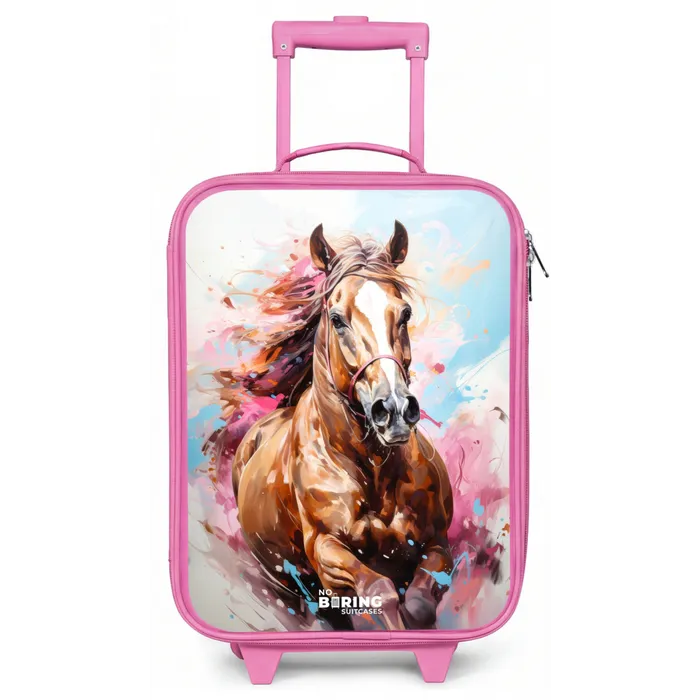 Galopperend paard met kleurrijke achtergrond Kinderkoffer - Roze klein -zz3dotto