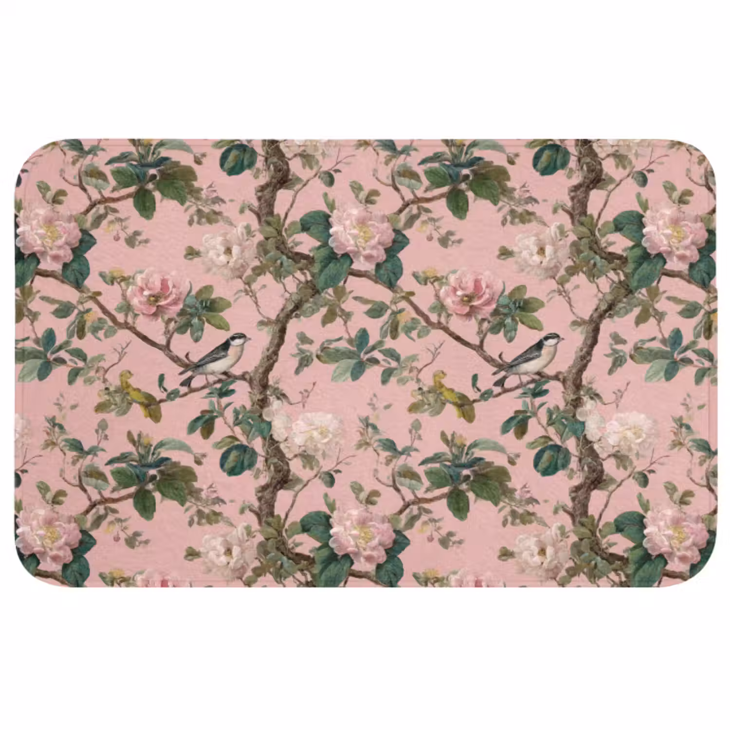 Wc Mat - Pioenrozen - Botanisch - Vogel