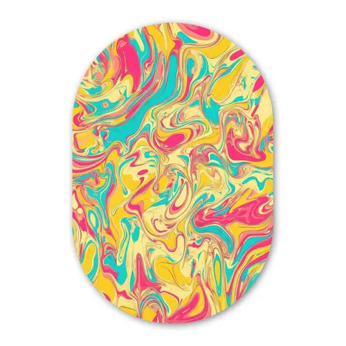 Geel - Roze - Blauw - Retro Wandcirkel Ovaal Forex klein -3d