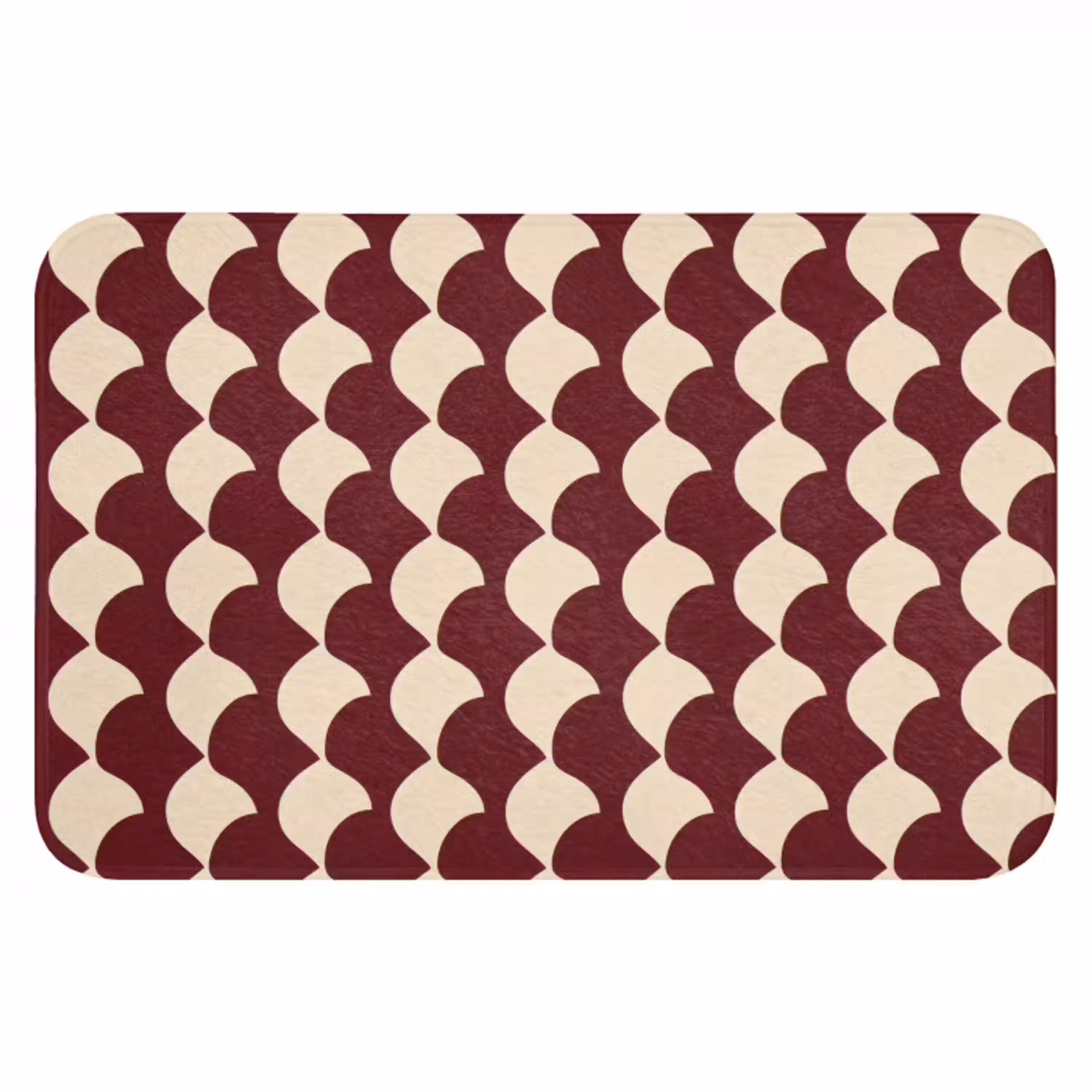 Rood - Tegelpatroon - Crème WCmat klein 1009 -3d