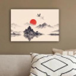 Oosters - Kraanvogels - Landschap canvas 2cm klein -sfeer3