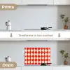 Golvend patroon - Retro - Rood - Beige keuken achterwand spatscherm klein 900 -voor_na_IT