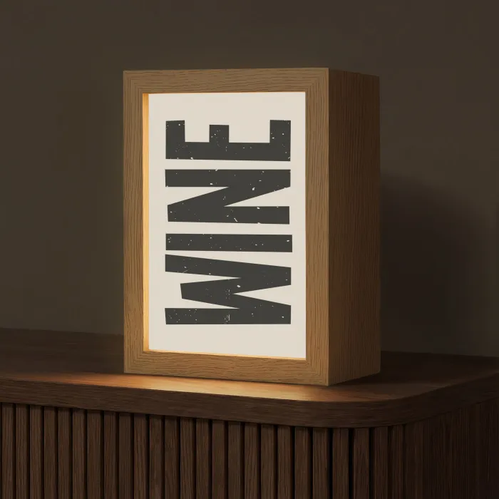 Zwart - Wijn - Decoratie - Vintage Light Box met kabel (Tafellamp) klein -z3d_website