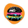Hamburger - Oranje - Neon - popart Wandcirkel Organisch Forex 3mm klein -3d