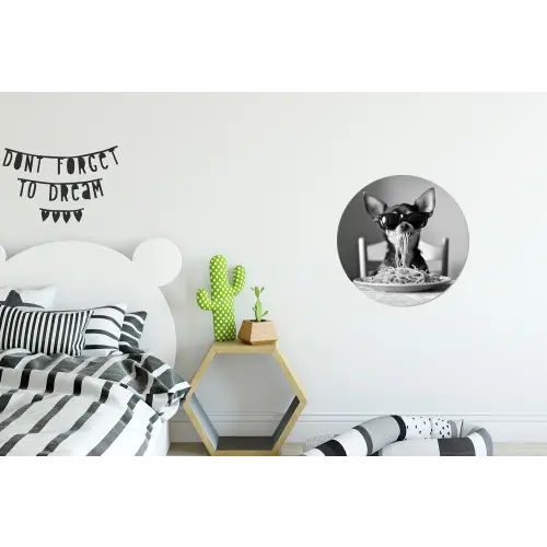Chihuahua - Hond - Zonnebril - Humoristisch - Zwart - Wit - Spaghetti Wandcirkel aluminium klein -kinderkamer