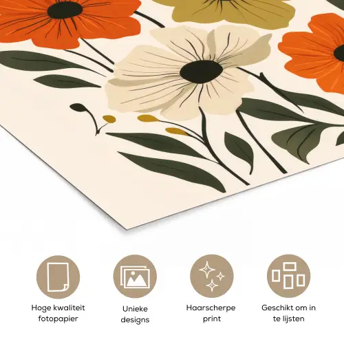 Veldbloemen - Stengels - Blaadjes - Groen poster papier klein -closeup_NL