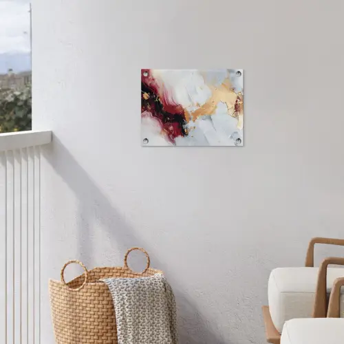 Rood - Abstract - Goud - Modern tuinposter los doek klein -sfeer8