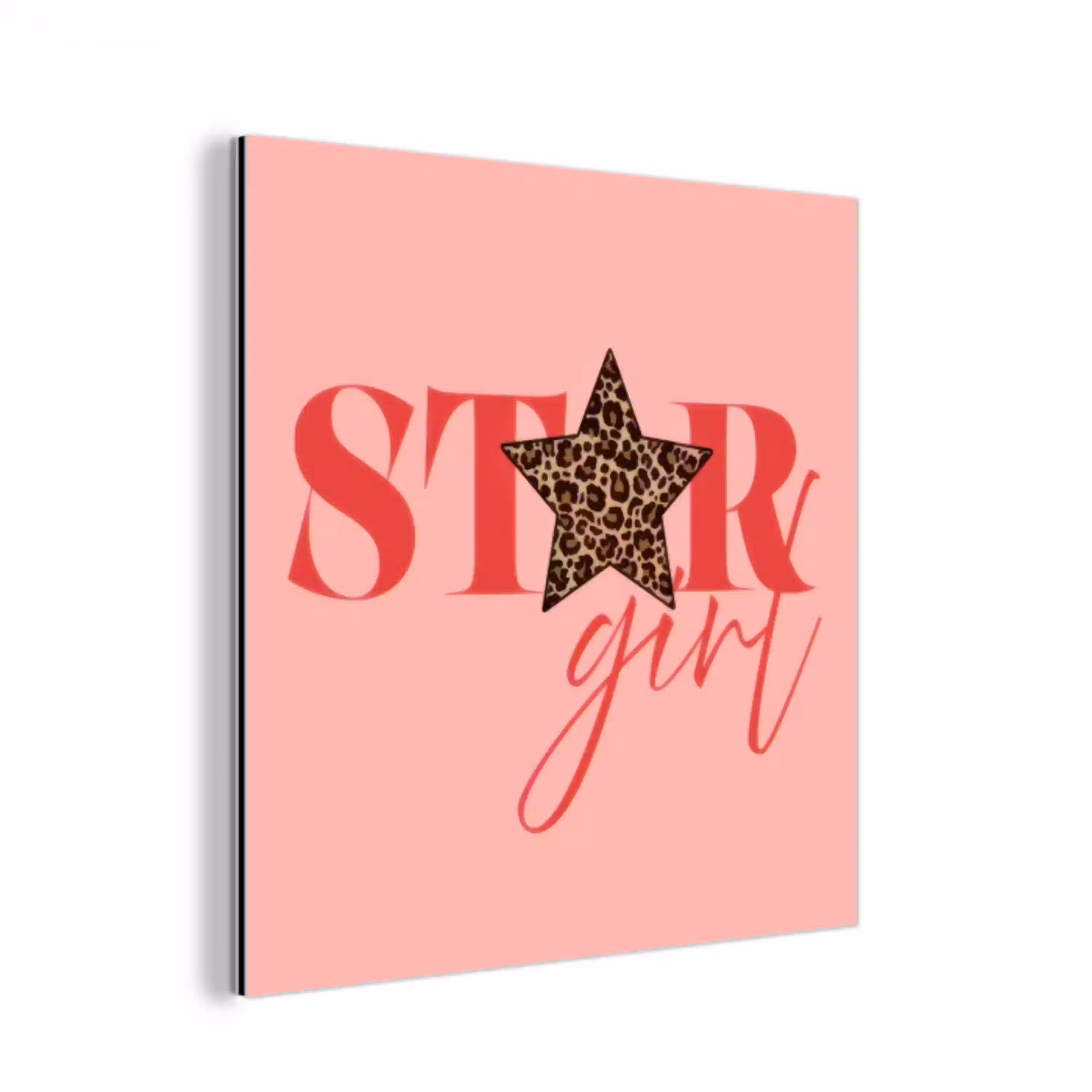 Star girl - Roze - Panter - Ster aluminium wit klein -3d