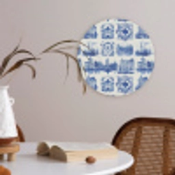 Huizen - Schepen - Blauw Akoestische PET Vilt - Rond klein 838 -sfeer3