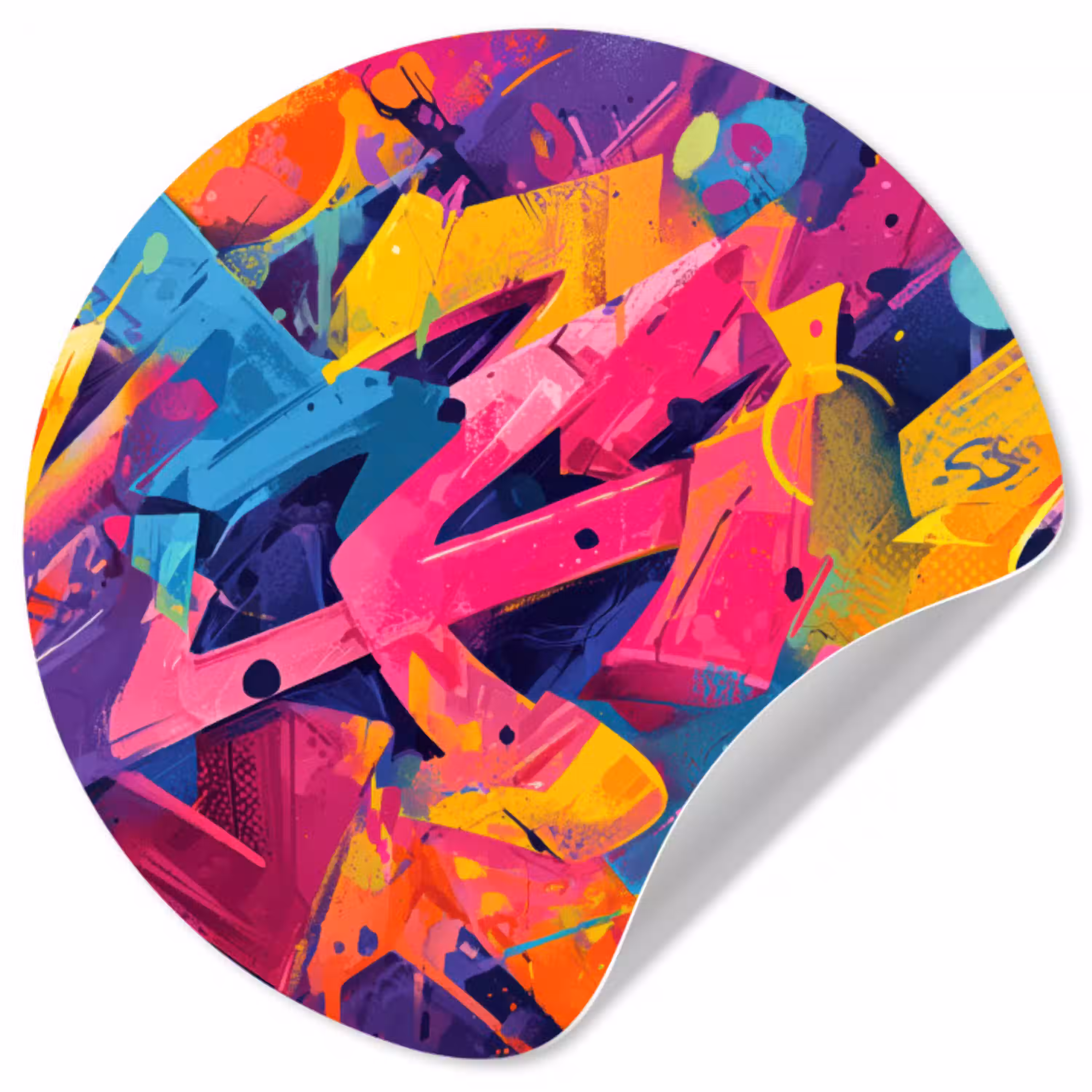 Abstract - Vormen - Kleurrijk Wandcirkel behangsticker klein -3d