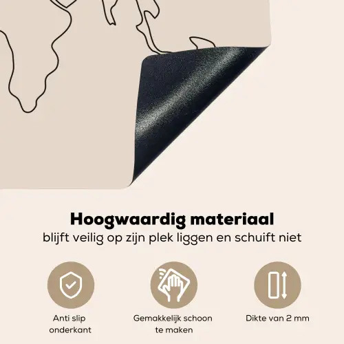 Wereldkaart - Simpel - Vliegtuig Inductie beschemer met haakjes klein -ky-onderkant-nl