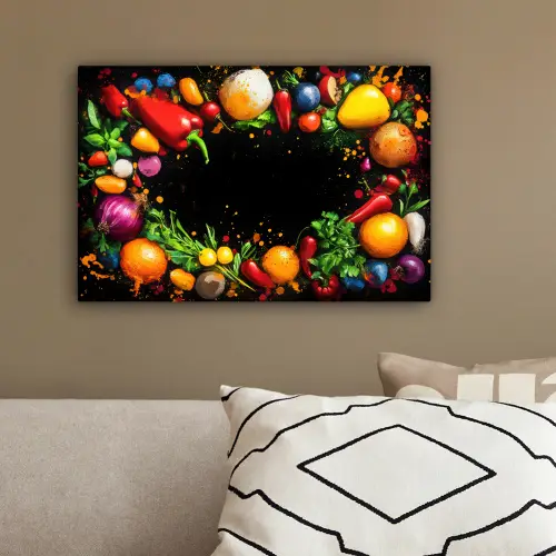 Groente - Graffiti - Kleurrijk - Koken - Abstract canvas 2cm klein -sfeer3