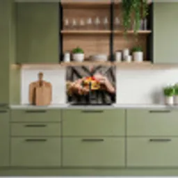Vrouw - Hamburger - Bontjas keuken achterwand 2 middel -sfeer3
