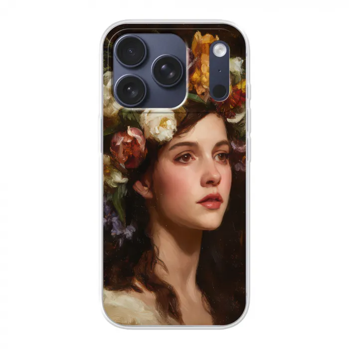 Portret - Vrouw - Bloemen Telefoonhoesje iPhone 17 Pro klein -3d