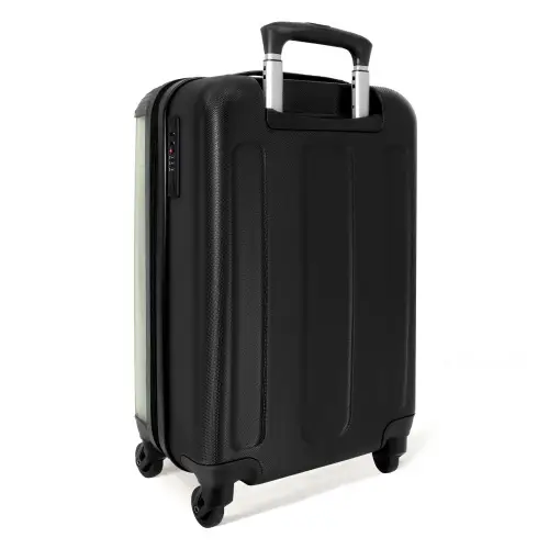 Beige retro raceauto op groen achtergrond NBS - Handbagage koffer - Volwassenen Unisex middel -achterkant