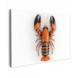 Kreeft - Zwart - Oranje - Wit - Uniek Tuinposter op houten frame 2 cm dik klein -3d