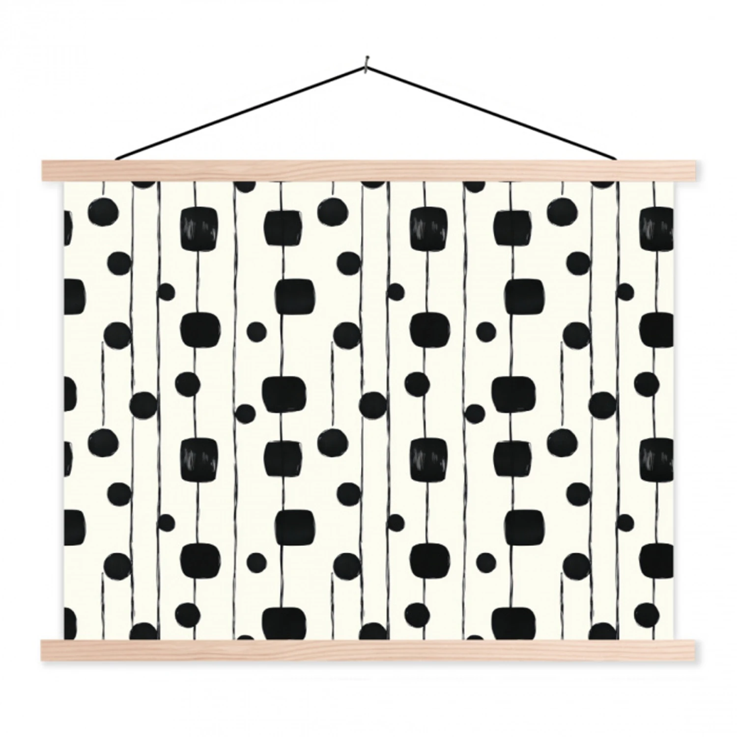 Grafisch - Modern - Zwart textielposter latten blank klein 122 -3d