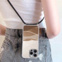 Abstract - Golven - Modern - Beige Hoesje iPhone 16 Pro Max met koord klein -sfeer5
