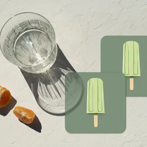 Groen - Waterijsje - Stokje - Illustratie onderzetter kurk middel -sfeer4