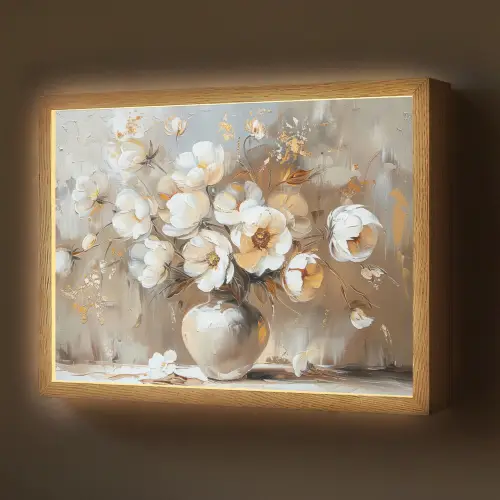 Vaas - Bloemen - Kunst - Goud Light Box met batterij (Wandlamp) middel -z3d_website
