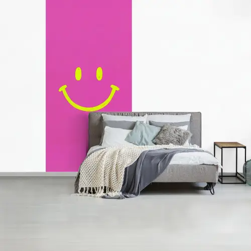Smiley - Vrolijk - Roze fotobehang vinyl groot -slaapkamer