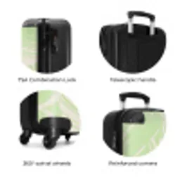 Grote bladeren in lichtgroen met beige NBS - Handbagage koffer - Unisex middel zzzzzzzbolletjes_ENG