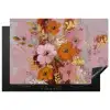 Schilderij - Bloemen - Rustiek - Roze Inductie beschermer vinyl 3mm klein -3d